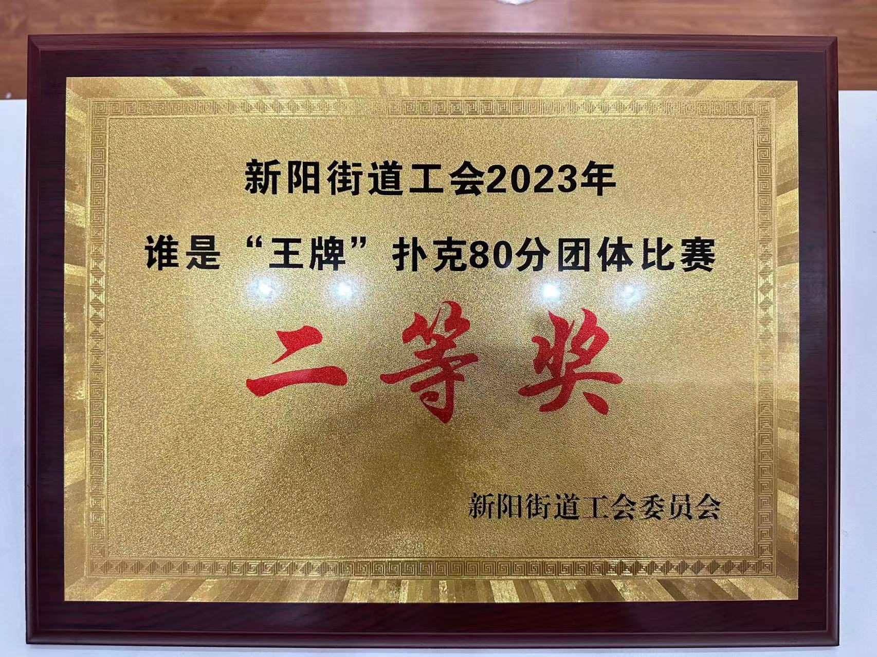2023誰(shuí)是“王牌”撲克80分團(tuán)體比賽二等獎(jiǎng)